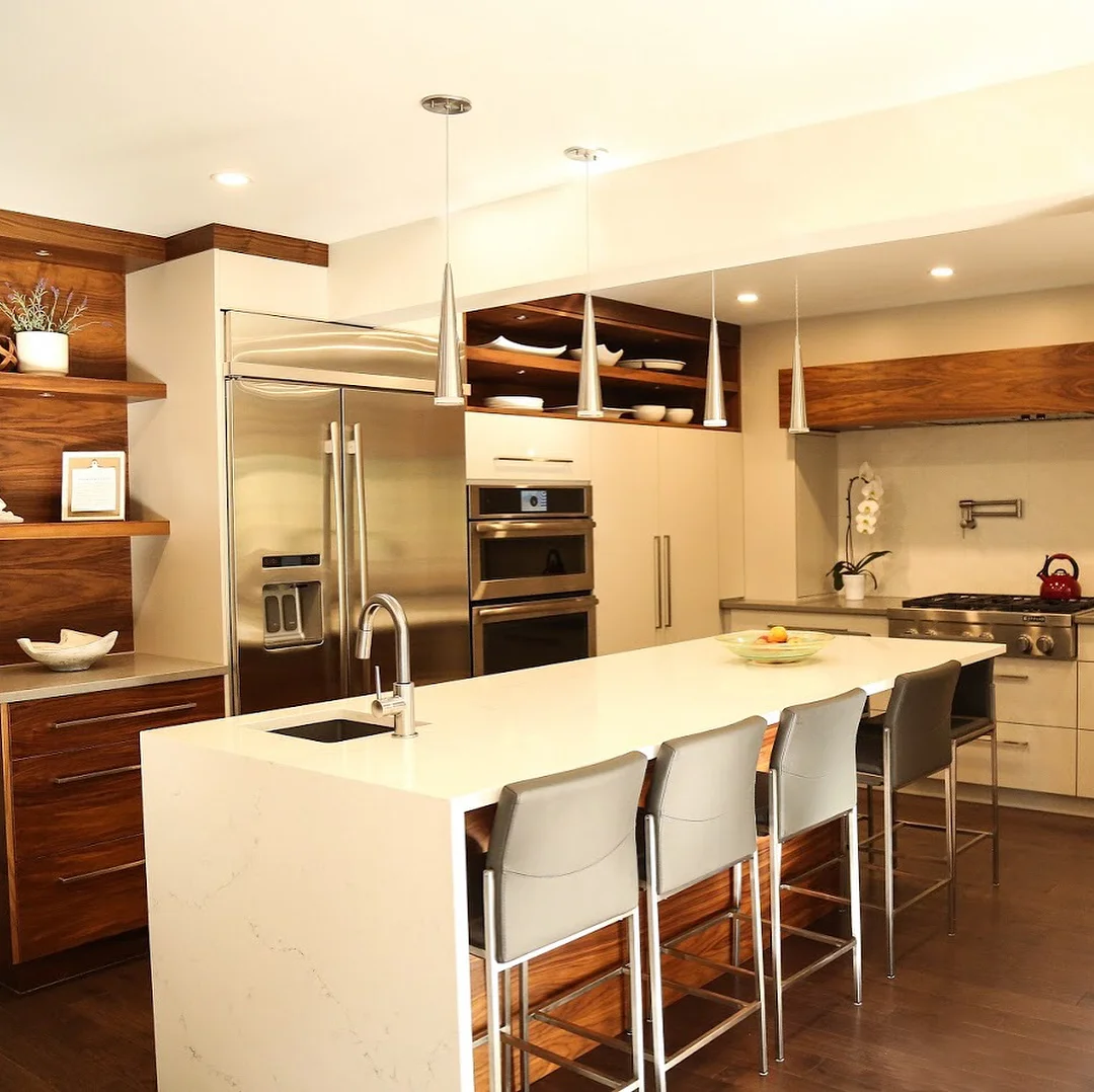 Contemporary Walnut Storage Kitchen - Image 1