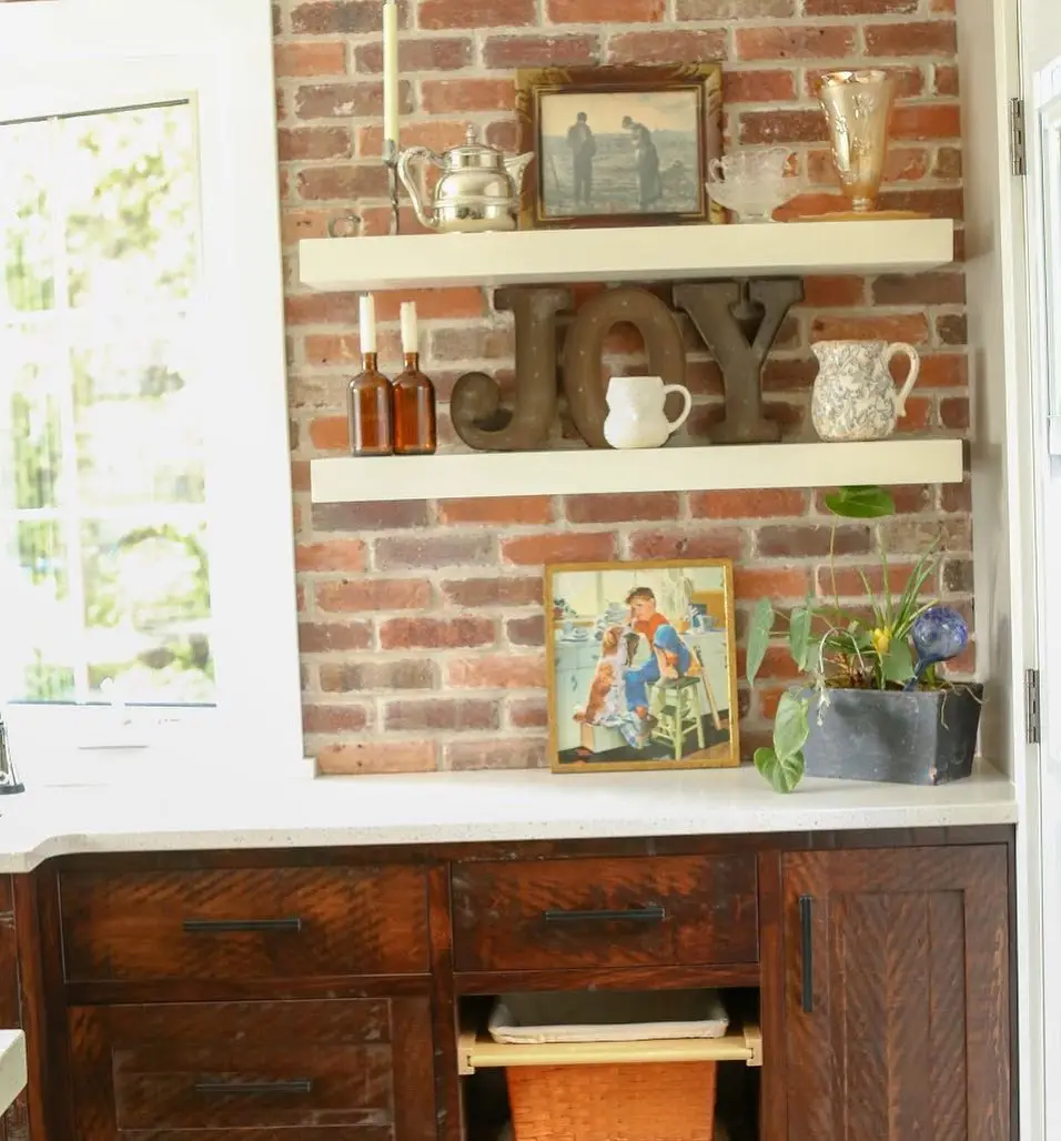 Rustic Walnut Open Shelving Kitchen - Image 1