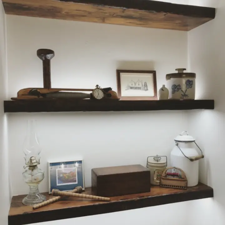 Reclaimed hemlock built In with shelf and lighting cabinetry by Heirlooms Custom Cabinetry
