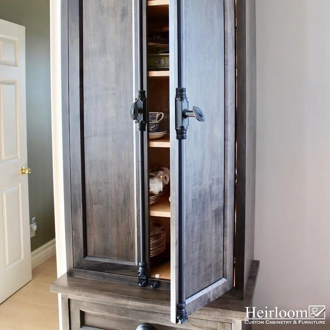 Wormy maple custom with hardware cabinetry by Heirlooms Custom Cabinetry